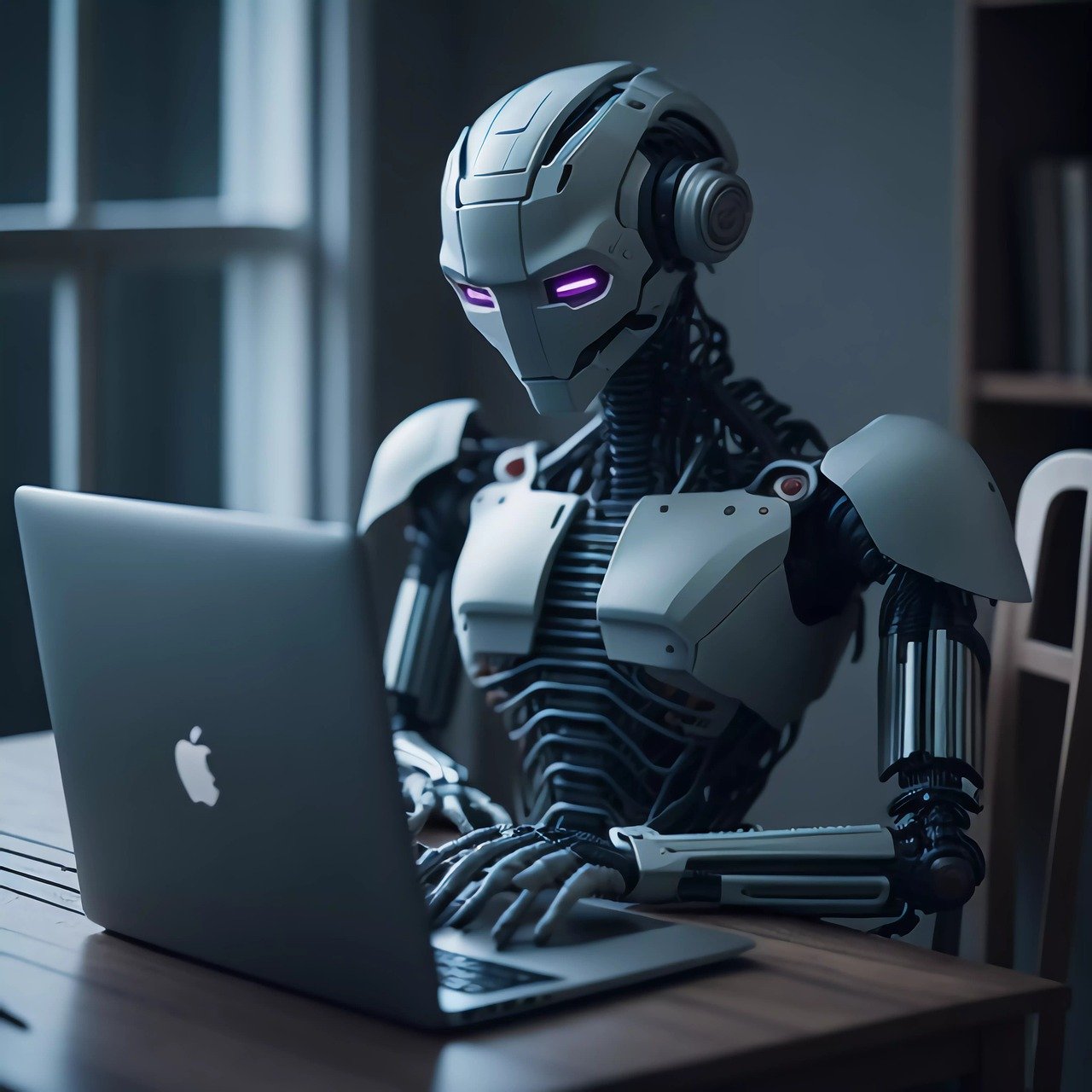 Robot using a macbook