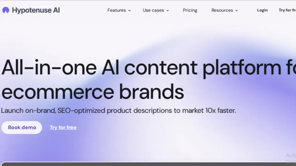 Best AI Tools for Shopify and Online Stores (Free, Paid) 7 Image of Hypotenuse AI interface which generates AI content for ecommerce brands