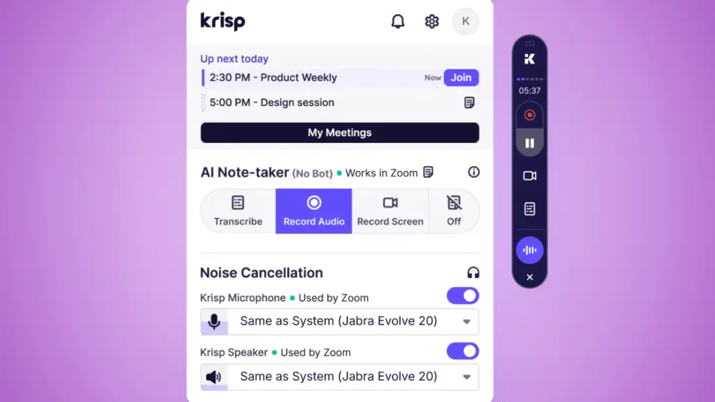 Best Smart Home Devices for Remote Workers in the US (2025 Guide) 5 Krisp AI front end photo