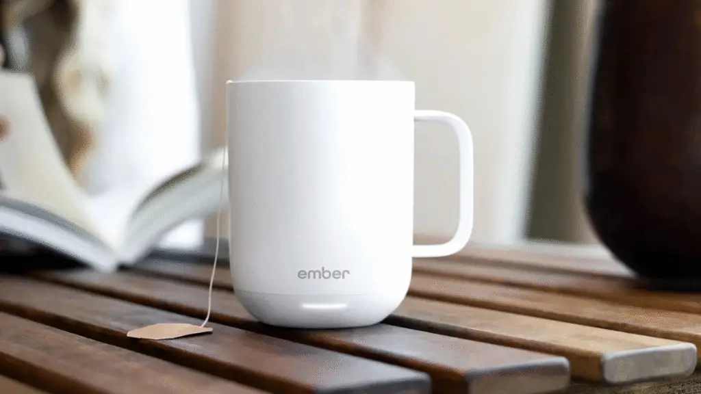 Best Smart Home Devices for Remote Workers in the US (2025 Guide) 7 Ember Mug on a wooden table
