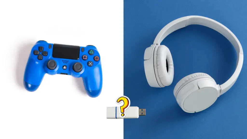 Bluetooth Dongle Buying Guide for PC Gaming (2025) 4 A gaming controller and a headphone along with a Bluetooth dongle