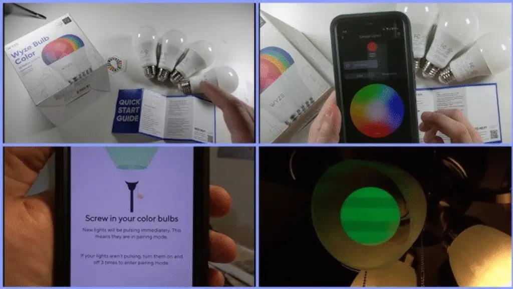 Image showing Wyze Bulbs and Wyze Bulb setup through mobile phones