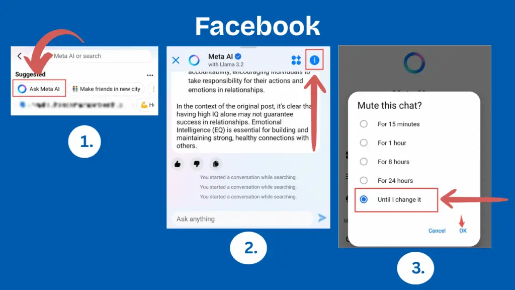 Step by step guide to mute and turn off Meta AI on Facebook